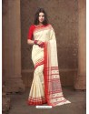 Silk Off White Print Designer Saree