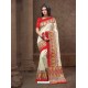 Unique Off White Print Border Saree