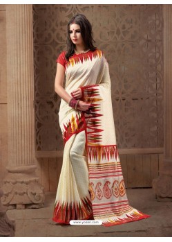 Affectionate Off White Silk Saree