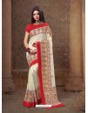 Designer Off White Silk Saree