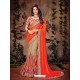 Traditional Orange Georgette Embroidered Saree