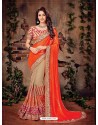 Traditional Orange Georgette Embroidered Saree