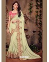 Adorable Cream Georgette Banglori Silk Saree