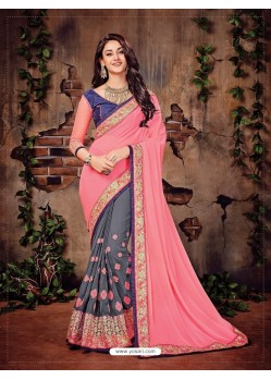 Modish Pink Georgette Party Wear Saree