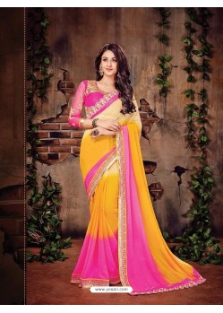 Affectionate Yellow Banglori Silk Embroidered Saree