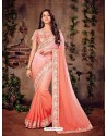 Eye Catching Peach Georgette Embroidered Saree