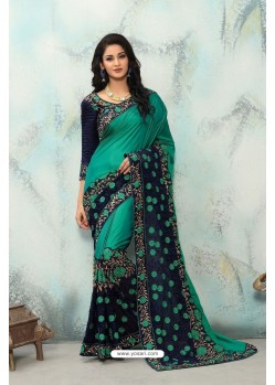 Affectionate Green Embroidered Saree