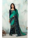 Affectionate Green Embroidered Saree