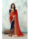 Designer Red Silk Georgette Saree