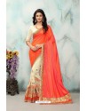 Eye Catching Orange Silk Embroidered Saree