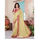 Beige Crepe Chiffon Designer Saree