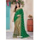 Amazing Green Crepe Chiffon Embroidered Saree