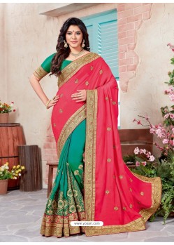 Unique Green Georgette Chiffon Saree