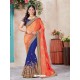 Classic Blue Crepe Silk Embroidered Saree