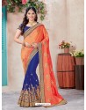 Classic Blue Crepe Silk Embroidered Saree