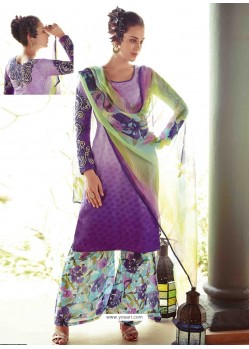 Purple Resham Work Pakistani Suit