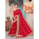 Impressive Red Georgette Embroidered Saree