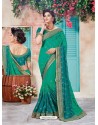 Marvelous Green Chiffon Embroidered Saree