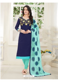 Modish Blue Embroidered Suit