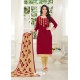 Adorable Maroon Embroidery Suit