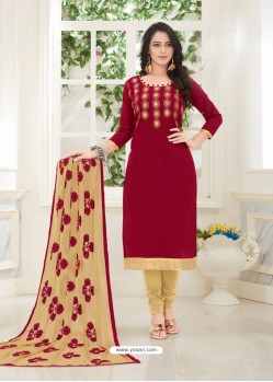 Adorable Maroon Embroidery Suit