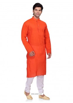 Stylish Orange Cotton Kurta Pajama