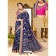 Adorable Blue Silk Embroidered Saree