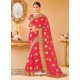 Classic Pink Net Embroidered Saree