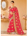 Classic Pink Net Embroidered Saree