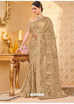 Marvelous Gold Net Embroidered Saree