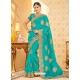 Traditional Blue Embroidered Net Saree