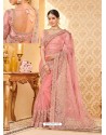 Affectionate Pink Silk Embroidered Saree