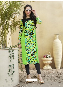 Rayon Green Party Wear Kurti