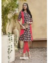 Trendy Peach Rayon Party Wear Kurti