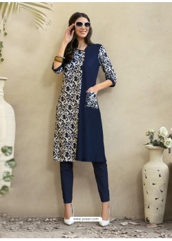 Adorable Navy Blue Rayon Kurti