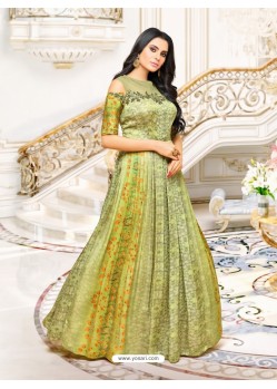 Trendy Green Embroidered Kurti