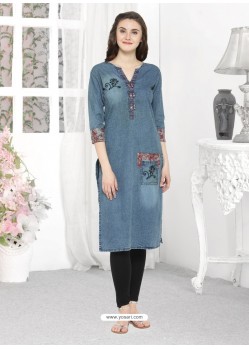 Beautiful Grey Denim Party Wear Tunic