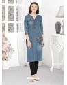 Beautiful Grey Denim Party Wear Tunic