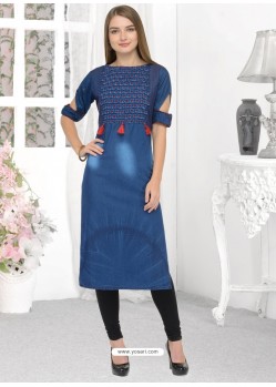 Denim Blue Party Wear Tunic