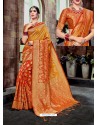 Adorable Orange Banarasi Silk Saree