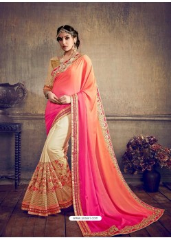 Orange Georgette Designer Saree