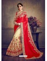 Cream Barfi Silk Designer Saree