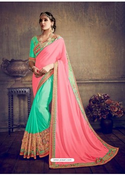 Adorable Sea Green Georgette Saree