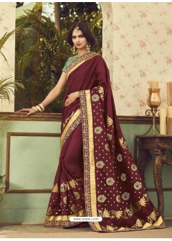 Unique Maroon Silk Saree