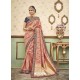 Traditional Peach Silk Embroidered Saree