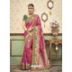 Adorable Pink Silk Border Lace Saree