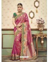 Adorable Pink Silk Border Lace Saree