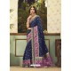 Blue Silk Designer Embroidered Saree