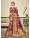 Traditional Mauve Silk Embroidered Saree