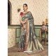 Unique Grey Silk Embroidered Saree